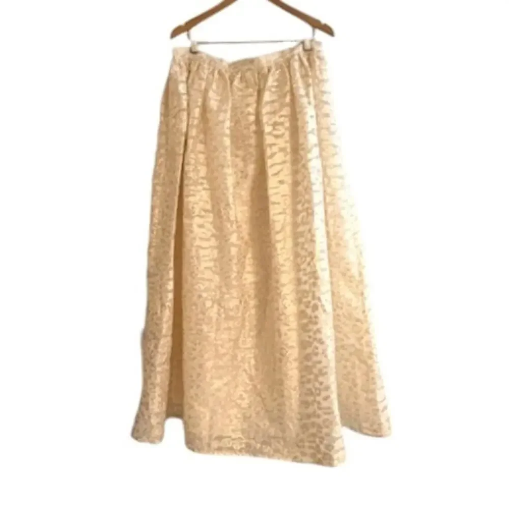Anthropologie Pankaj & Nidhi Burnout Shimmer Maxi Skirt Size XL NWT Gold Ivory